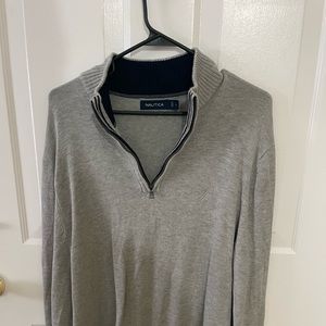 Mens Gray Nautical Quarter Zip - Large